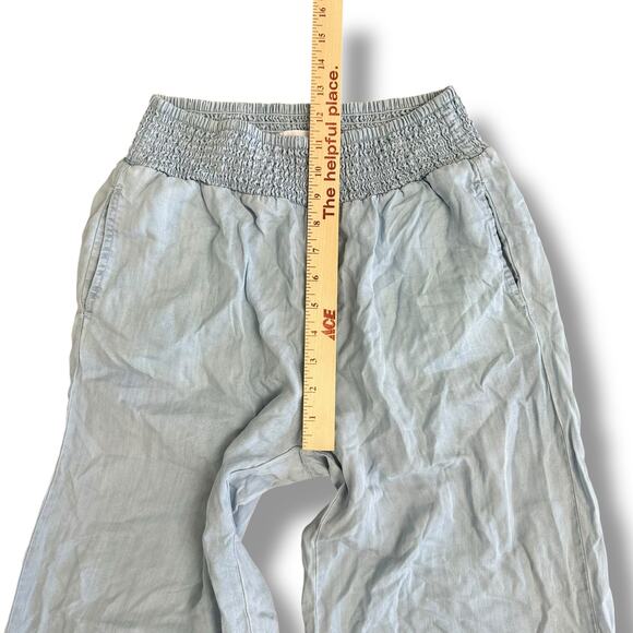 Dear John XS Wide Leg Pants Light Blue Smocked Waist Flowy Summer Trousers - Picture 5 of 10